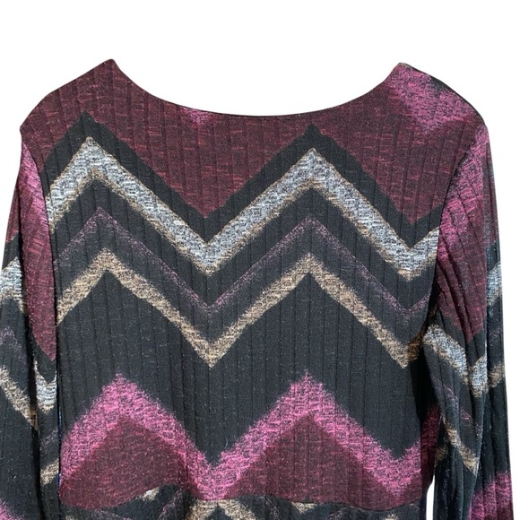 Sandra Darren Women's Dress Midi Scoop Neck Chevron Print Stretch Knit Tunic 16 - Picture 5 of 15